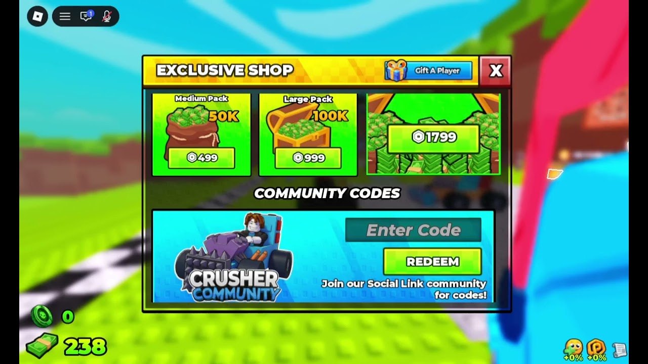 Exclusive Shop Community Codes panel in Build and Kill Zombies